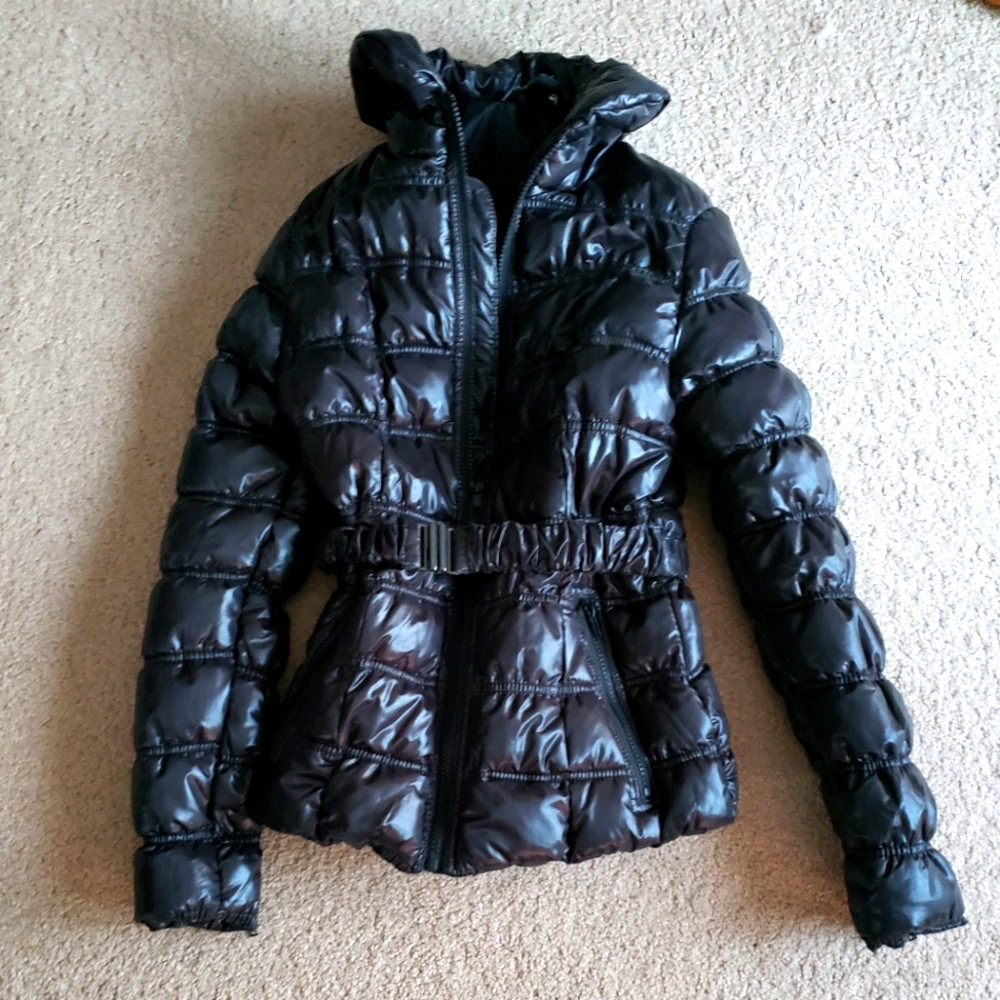 Black Forever 21 Belted Puffer Jacket Size 6